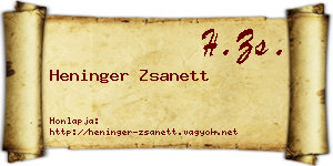 Heninger Zsanett névjegykártya